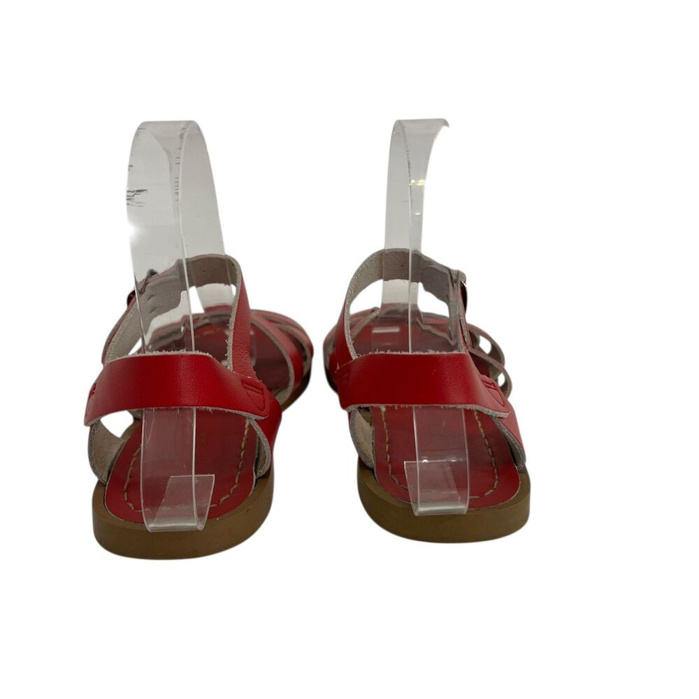 Salt Water Sandals Red Leather Strappy Youth Size 5 Adjustable Buckle - Picture 6 of 9